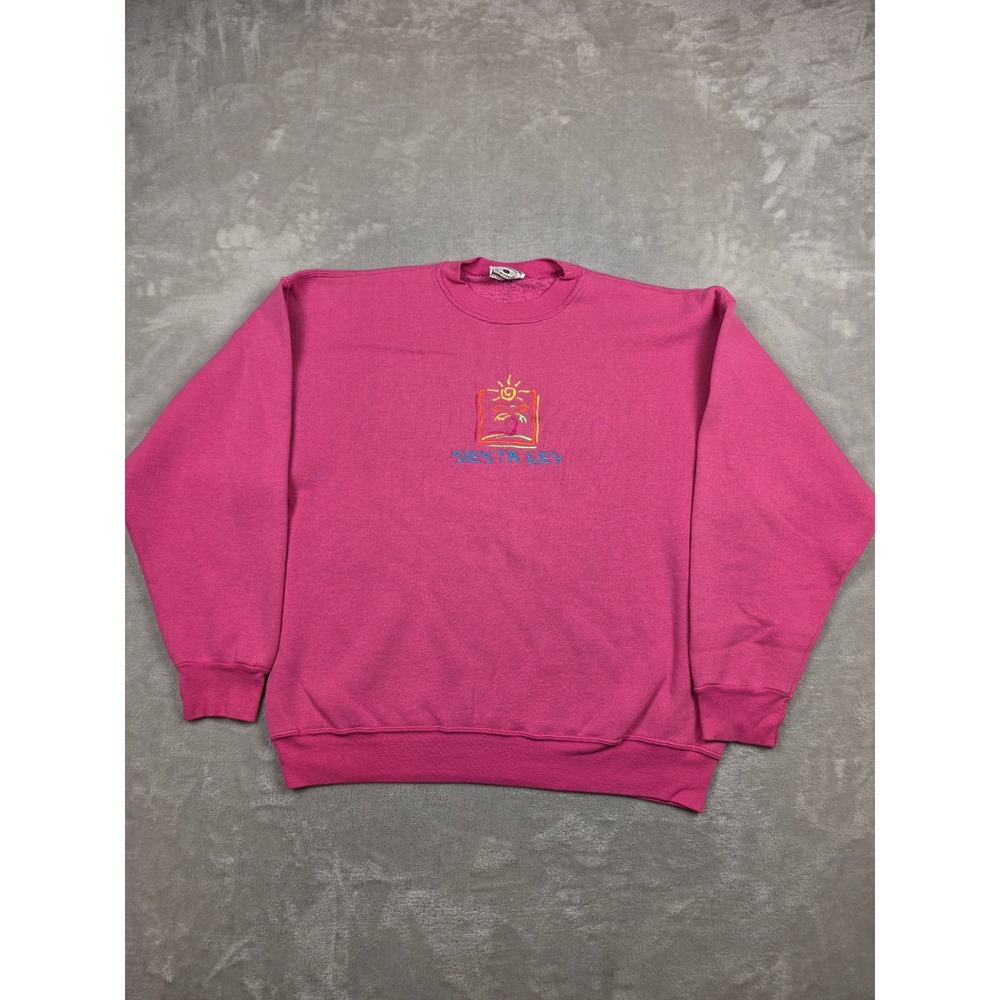 Vintage Time Square Sportswear Sweatshirt Women XL Pink Siesta Key Florida *Read
